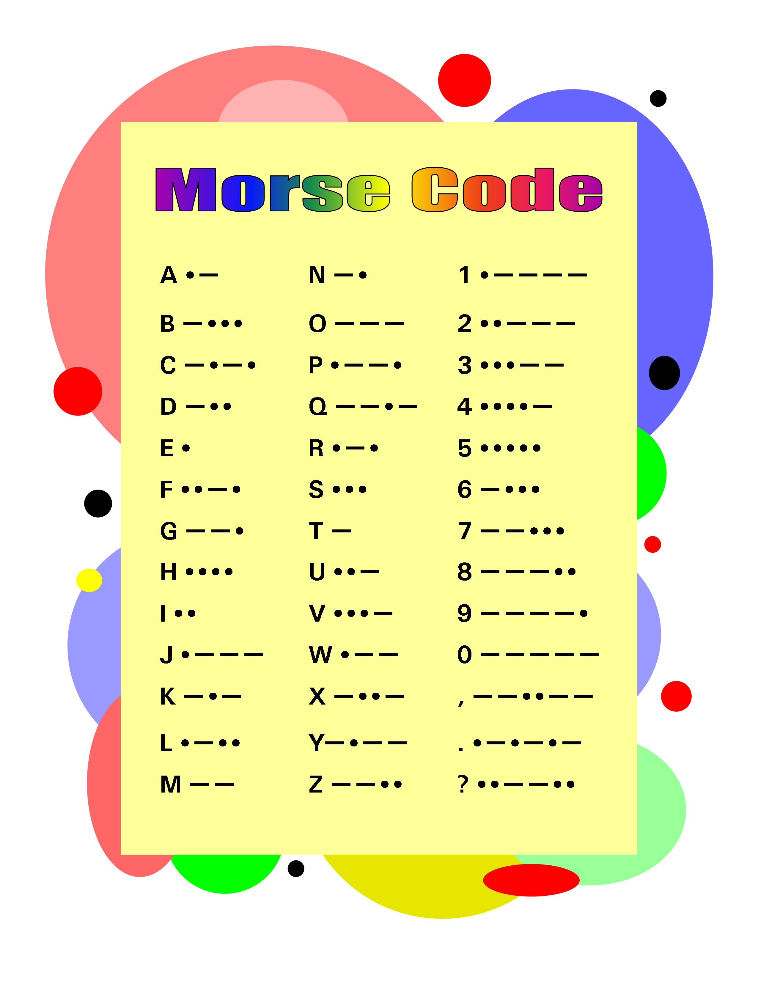 Morse Code Alphabet Chart For Kids