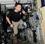 Astronaut Doug Wheelock, KF5BOC, makes a contact while floating aboard the ISS