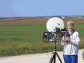 Here is Carol, N0HZO set up near Zumbrota, MN EN34QG
working back to Burnsville Buck Hill EN34IR with good
signals from John W0JT, Donn WA2VOI, and Tony KD0JI.
Estimate the horizon is at least two miles away on
the 74 km path.