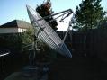 2.4M Andrews dish w/0.25 mesh, HB mount, armstrong Az/El, 35W TWT (25W at feed), 0.9 dB n/f LNA, mod MA feed.  Dish is now on 2.3 GHz, w/ indoor controls.