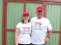 "Jes, KD5EUL (left), and Bob, NZ5A (right), emerge from the shack after their fourth Father-Daughter Field Day effort."