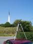 Here is my three-element Two Meter Yagi with the park's monument in the background.  I used this same antenna on 432 MHz also with very good results.  The driven element of the antenna is a third harmonic for 432 MHz and the antenna acts like a dipole on the band.