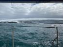 Bouvet Island shrinks from view as S/V Marama takes the crew toward South Africa. 3Y0J Bouvet Island DXpedition, photo.