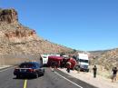 A tractor-trailer driver lost control of his rig on Nevada Highway 318 in Nevada. A call to the Maritime Mobile Service Network brought help.  [George Molnar, KF2T, photo]