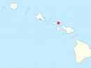 The Kalaupapa Peninsula (as seen by the red dot) -- located on the island Molokai in Hawaii -- was the site of the second remote VE testing administered by the ARRL.