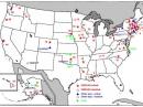 This map shows the locations and status of the 500 kHz stations located in the United States.