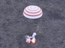 The landing of the Soyuz TMA-16M in the Kazakh steppe. [Courtesy of ESA]