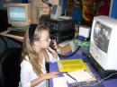 Andrea Salt, KE7OPV, of Gilbert, Arizona, makes QSOs at the Arizona Science Center where she volunteers and teaches other youngsters about Amateur Radio.