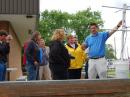 McCray demonstrates a homebrew 2 meter antenna at the Michigan Teachers Institute last month.
