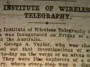 In 1910, the <em>Sydney Morning Herald</em> reported on the first meeting of the Institute of Wireless Telegraphy of Australia -- later, the Wireless Institute of Austraila (WIA).
 
