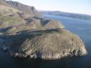 Aerial view of the landing site at the northwest corner of Finger Hill Island.