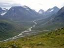 En route to the summit is a magnificent view over the Visdalen Valley 1000 meters (approximately 3000 ft.) below.