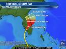 This map shows how Tropical Storm Fay is projected to track through Florida. [Map courtesy of The Weather Channel]