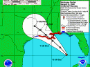 This map shows Hurricane Gustav's projected path as of Sunday morning, August 31. Gustav is expected to make landfall within 24 hours. [Map courtesy of the National Oceanic and Atmospheric Administration]