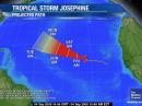 This map shows the progression of Tropical Storm Josephine. This storm, is not due to make landfall any time soon. [Map courtesy of The Weather Channel]