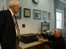 Yaesu's Dennis Motschenbacher, K7BV (right), shows ARRL Chief Executive Officer David Sumner, K1ZZ, some of the "bells and whistles" of the FTDX9000. [S. Khrystyne Keane, K1SFA, Photo]