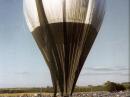 The inflated balloon prior to the launch of the successful flight from Presque Isle, Maine. The balloon was launched an hour or so after sunset.