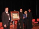 The award was presented to Brother Anselm Allen (second from left) by Deputy Director of the National Weather Service Southern Region Headquarters Steven Cooper (left). Also participating in the ceremony were Kathryn Gough (second from right) from US Congressman John Boozman's office, and Abbot Jerome Kodell (right) of the Benedictine Abbey in Subiaco (Logan County). [Photo courtesy of NWS Little Rock]