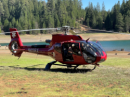 REACH 5 helicopter ready to transport with injured outdoorsman on board. [Dave Johnson, KL7DJ, photo]