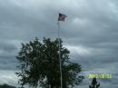 The N7QAX home made tower (our educational project) before the storm. It would become more educational before the day was over.