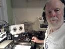 Dennis, K1YPP with Heathkit HW-9, running 5 Watts, a Vibroplex straight key, Drake MN-7 matching network and a Marconi 40 meter antenna. The photo didn't upload properly, but is right-side up if you click on it. Weird.