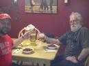 N8XE and N8CPA raise a toast to a successful sweepstakes! Contest chili was consumed shortly afterward.