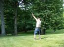 John WA8MHO using a Bow and Arrow to Help put up a G5RV.