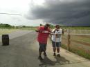Uris(WP4NSY) and Alexis(WP3ZN) mounting trying to mount the tower while a thunderstorm is nearing