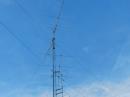 The top show an A-99 vertical, below my 8 ele GØKSC LFA  and the GØKSC 5 ele OWA,  at 60ft the old 4 ele  and my home brew 6m stacked halos 