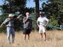 Don, N0YE, Ken, KV5Y, and Mike, KD0FDJ erecting the vertical antenna