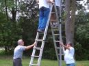 Setting up the ZeroFive 43 foot wire vertical on the Max-Gam Systems MK-8-HD telescoping mast.  