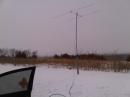 2 element 6M yagi on mast in EM28. Temp 9 degrees F and snowing.