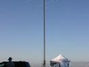 Our three CW stations operated from inside a mylar-coated tent.  The mylar reflected away the sun's heat and kept out the sun's glare.   Our 4 element 20m monobander was mounted on top of a 50 foot AB-577 portable mast. 