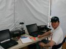 Dean, N6DE, busy in the CW tent.