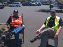 Willie Mortimer N6OED and Daron Wilson N7HQR enjoying a rest after the hard work of setting up.