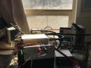 1.2 GHz yagi array outside of shack, big mess of equipment in shack for EME. W6TOD