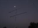 Nice view of the moon through my 2 meter and 440 Beams as seen from my station.