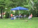 Our field day operating position on the edge of the athletic field.  The pop up tent provided nice shade from the sun but was of little use when storms moved in!