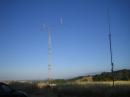 It may be hard to see the white wires suspended from the yagi boom, but this was our full-sized 2 element 40 meter quad.