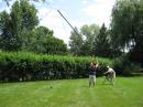 Ron KC9SNI (right) with grandson Josh set-up the Field Day antenna.