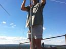 Making adjustments to the 2-element 6M yagi. I bought this in Japan a couple weeks ago; it uses telescoping whips for the elements, weighs only 3 pounds and collapses to a bundle about 15" long by 5" around.