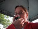 Laurie KB3ORF operates the 20M phone station Sunday morning.