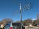 Telescoping mast in the "travel" position.