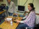 Pat WT7N (L) and Sooz YF of Randy WB4SPB (R) are the BINGO hosts.  Sooz sends the characters via code practice oscillator that are generated by the App on the Android Tablet.