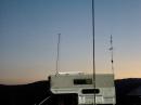 A new moon shines over the operating position of Ken, WB9QDL, part of the WV0H 5A CO team.