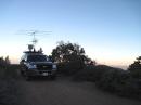 This is N6NB's station for the September contest.  The antennas had to be set up and dismantled on the mountain because there are hundreds of low trees along the 10-mile dirt access road.