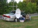 Another view of the car and homebrew outriggers.