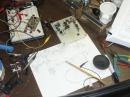 View of workbench showing the receiver, and the schematic in development.