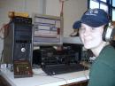 Rebecca, KB0VVT,
operating W1MX at Massachusetts Institute of Technology (MIT) during SS CW 2008.