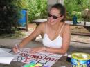 Erin prepares the welcome signs